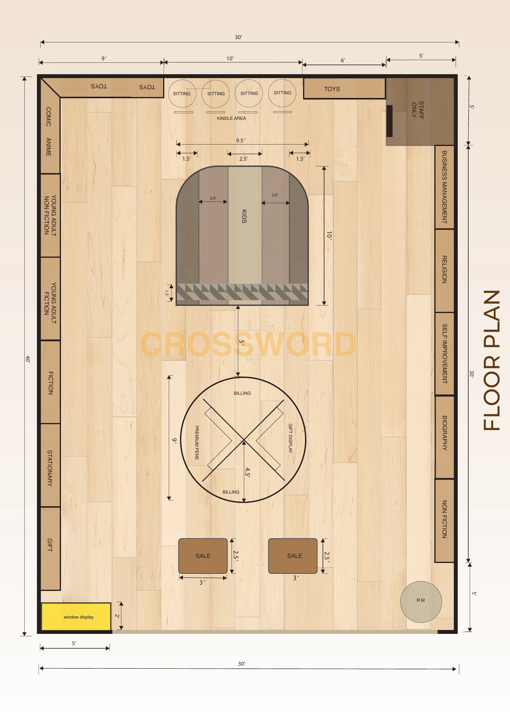 Proposed 30 × 40 ft floor plan