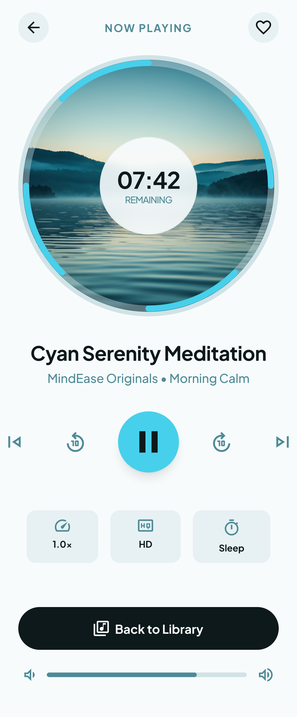 MindEase meditation practice screen