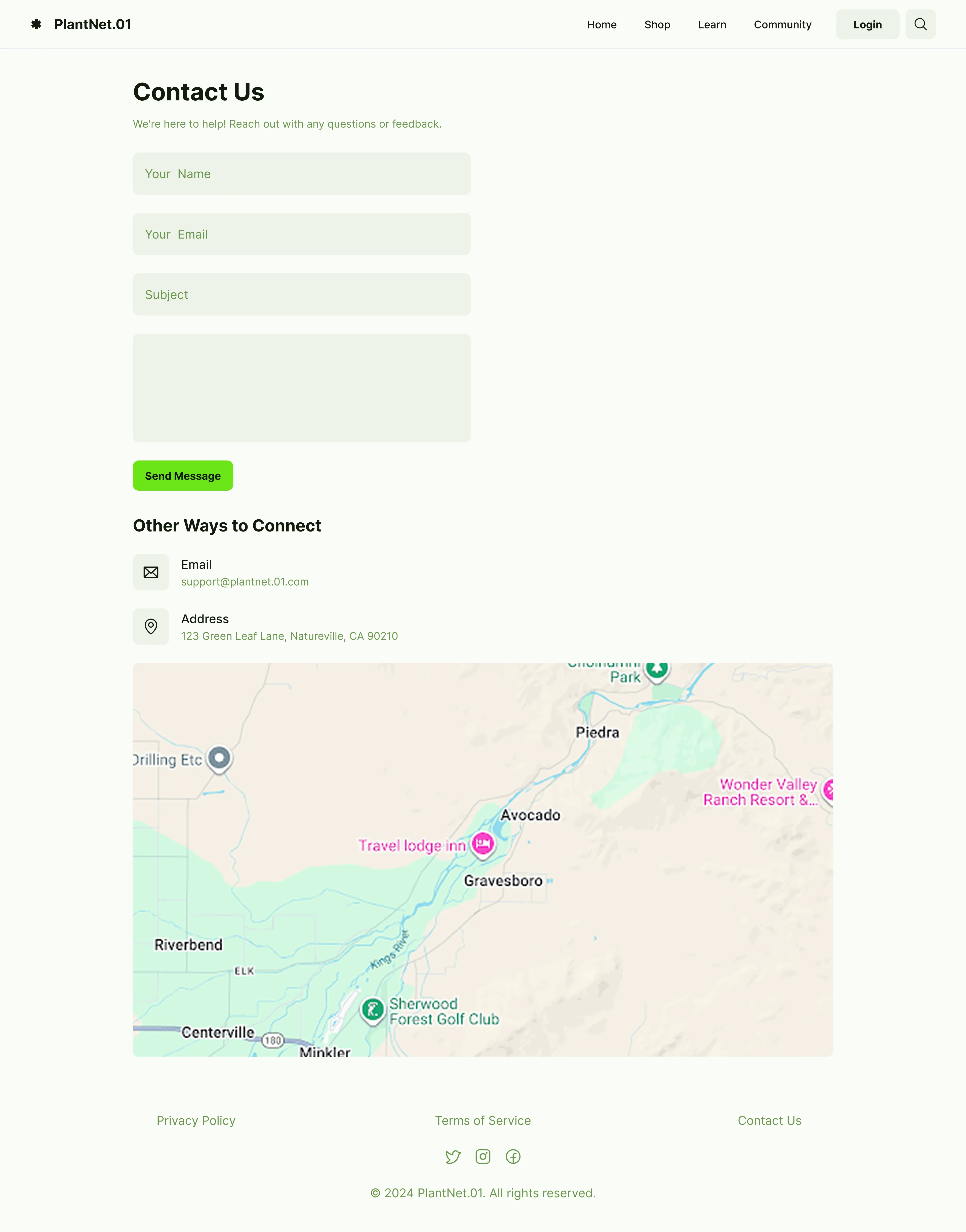 PlantNet website contact page