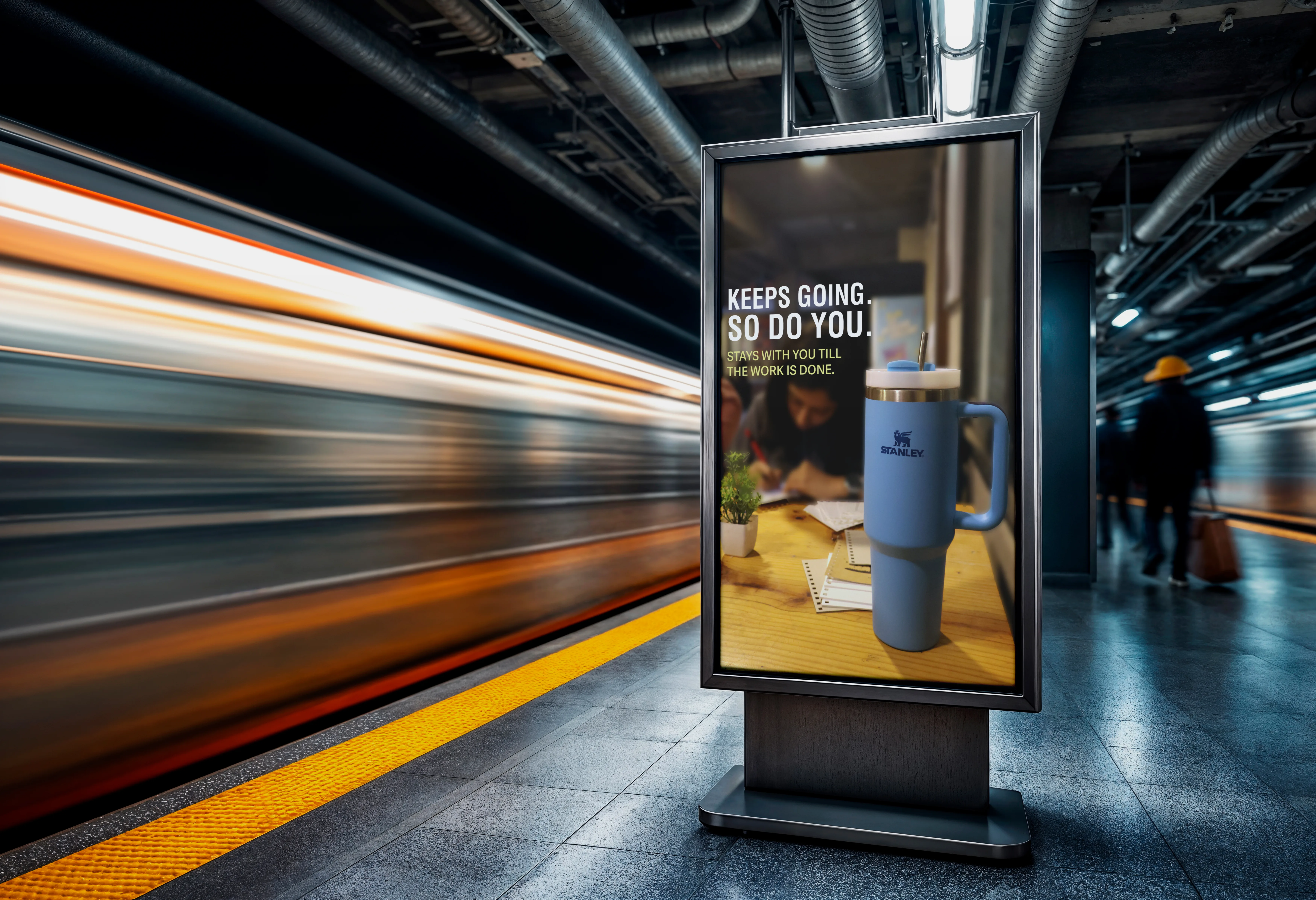 Stanley product campaign station advertisement mockup