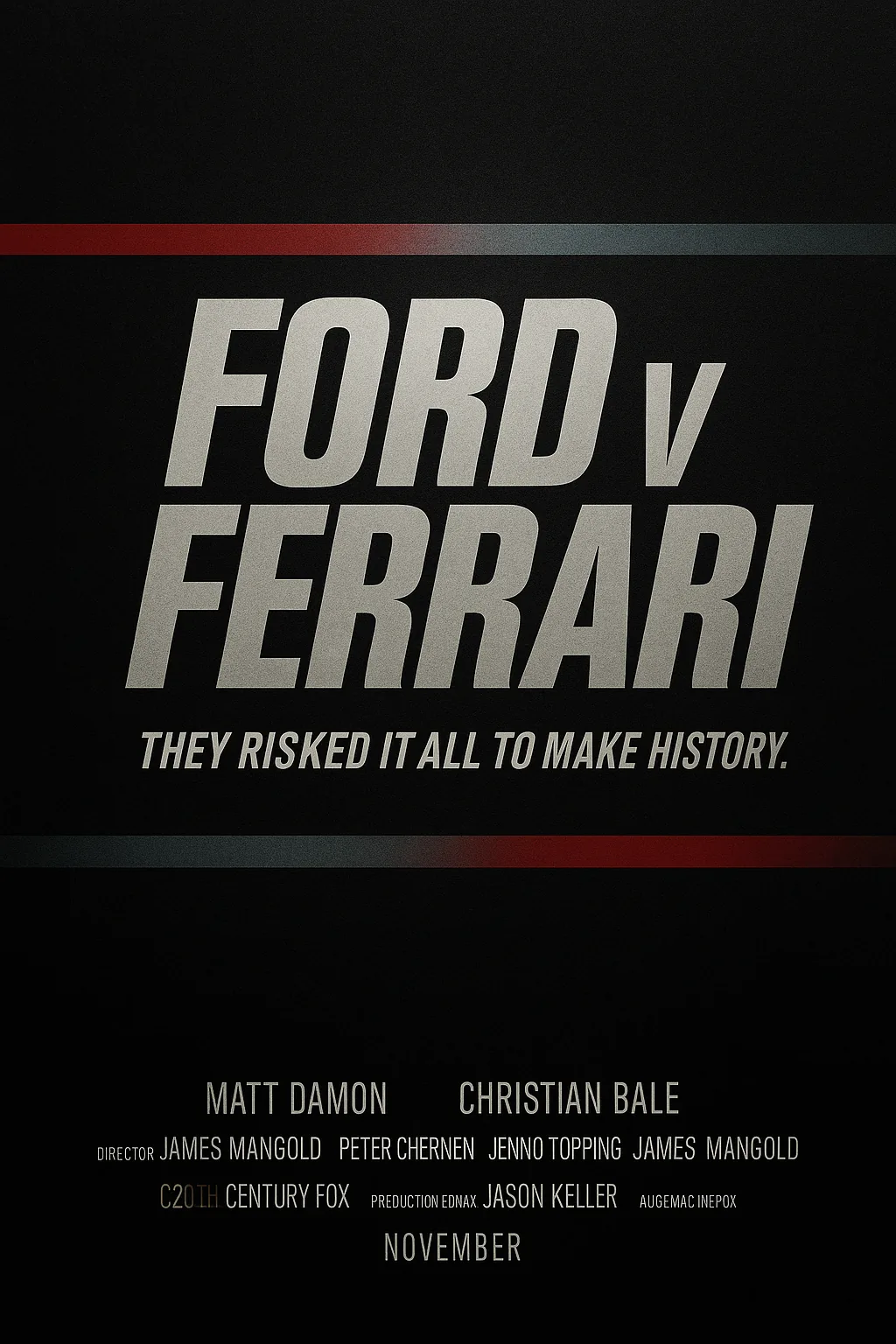 Ford v Ferrari typography poster